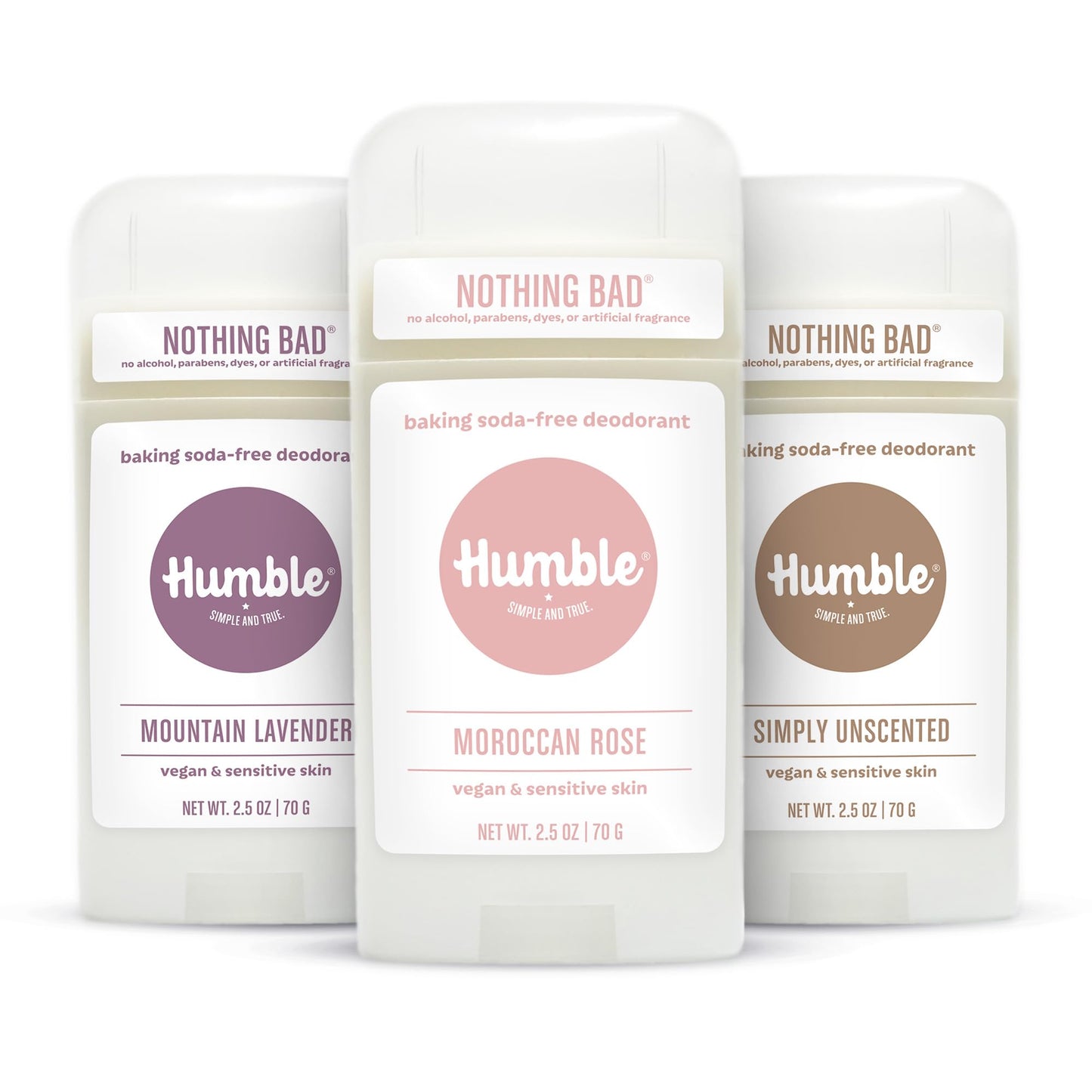 Humble Aluminum-Free Deodorant for Women & Men, Lavender, Rose & Unscented - Baking Soda-Free Natural Deodorant Stick for Sensitive Skin Beauty and Personal Care HUMBLE SIMPLE AND TRUE.