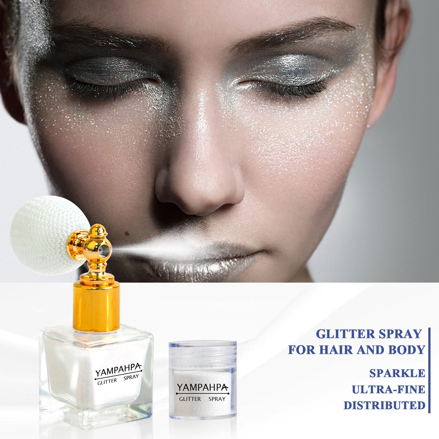 Body Glitter Spray, White Glitter Spray for Hair and Body, Include 1 Jar of Refills Beauty & Personal Care Yampahpa
