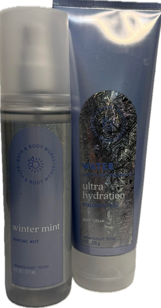 Bath & Body Works Women's Water Winter Mint Body Cream and Fine Fragrance Mist 2 Piece Set Beauty and Personal Care Bath & Body Works