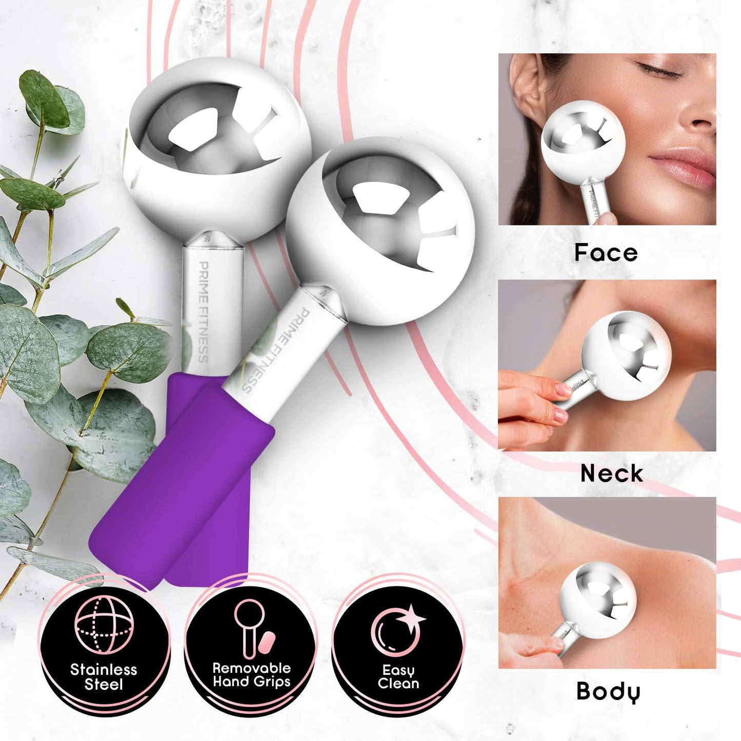 Ice Globes for Facials, Unbreakable Steel Cooling Roller, Cryo Sticks for Face, Massager for Face, Neck & Eyes, Skin Care for Dark Circles, Puffiness Beauty & Personal Care PRIME Fitness
