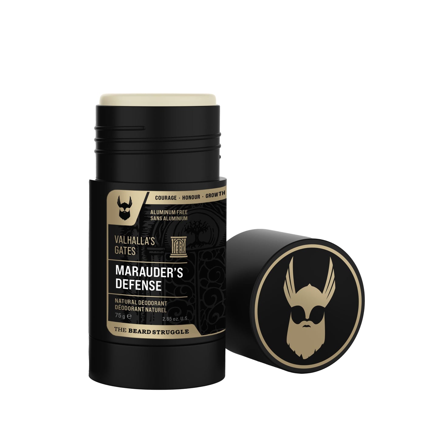 The Beard Struggle Marauder's Defense - 100% Natural Charcoal Infused Deodorant Men Aluminum Free - Gold Collection, Valhalla's Gates - 2.65 oz Beauty and Personal Care The Beard Struggle