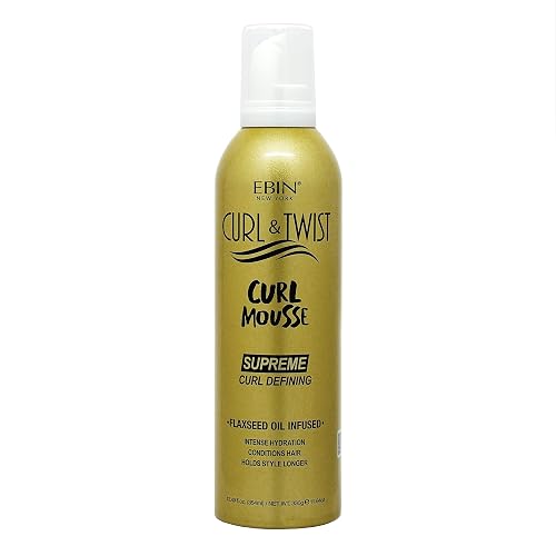 Curl & Twist Supreme Curl Defining Mousse 12.49 fl oz/354 ml - Flaxseed & Coconut Oil Infused Vitamin E Prevents Dryness Restores Vibrancy and Adds Beauty & Personal Care EBIN NEW YORK