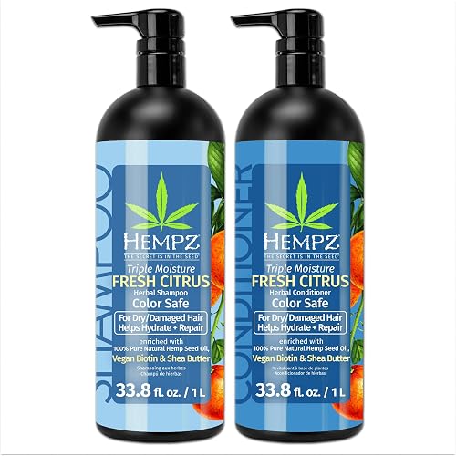 HEMPZ Hair Shampoo & Conditioner Set - Grapefruit & Peach Scent for Dry, Damaged and Color Treated Hair, Hydrating, Softening, Moisturizing Beauty & Personal Care Hempz