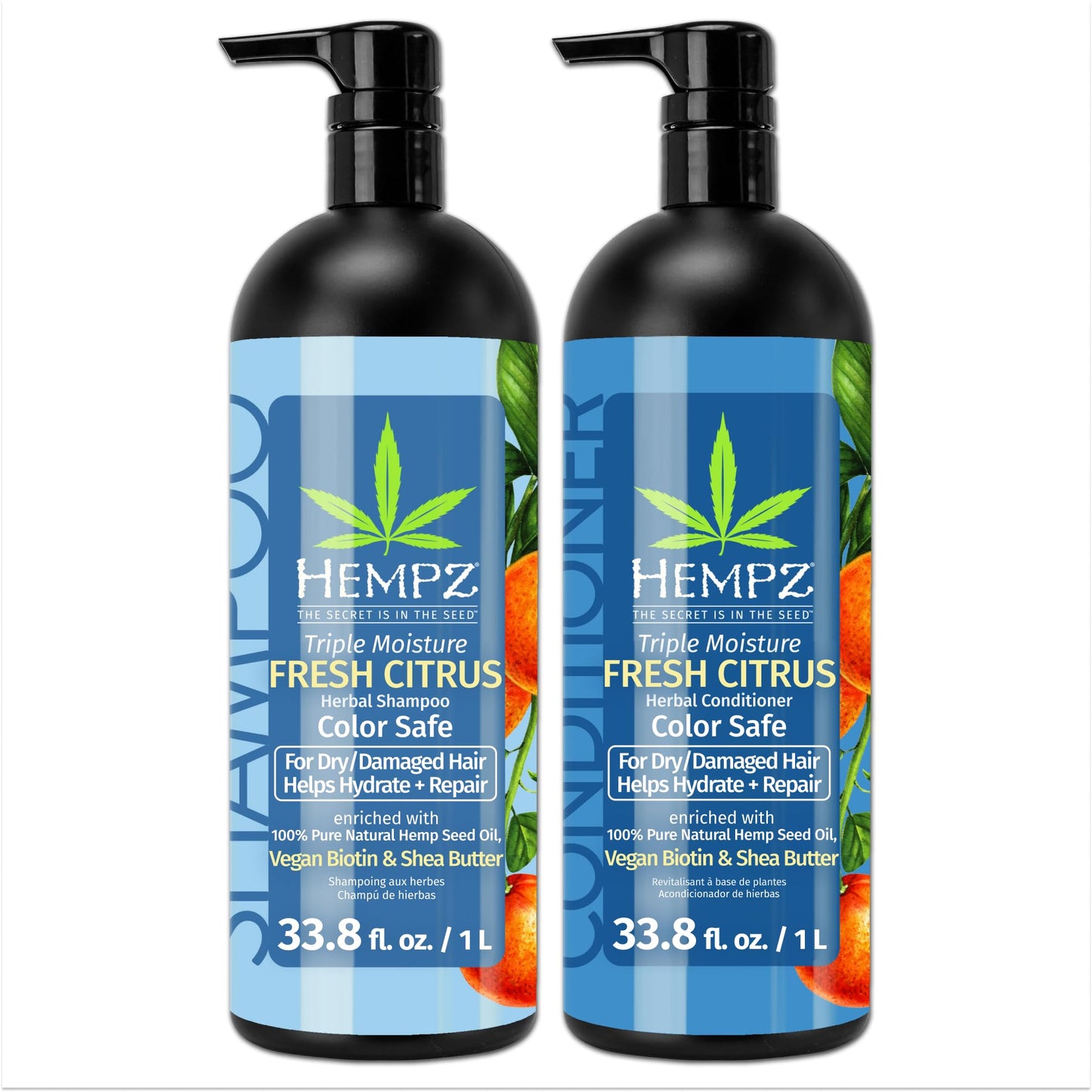 HEMPZ Hair Shampoo & Conditioner Set - Grapefruit & Peach Scent for Dry, Damaged and Color Treated Hair, Hydrating, Softening, Moisturizing Beauty & Personal Care Hempz