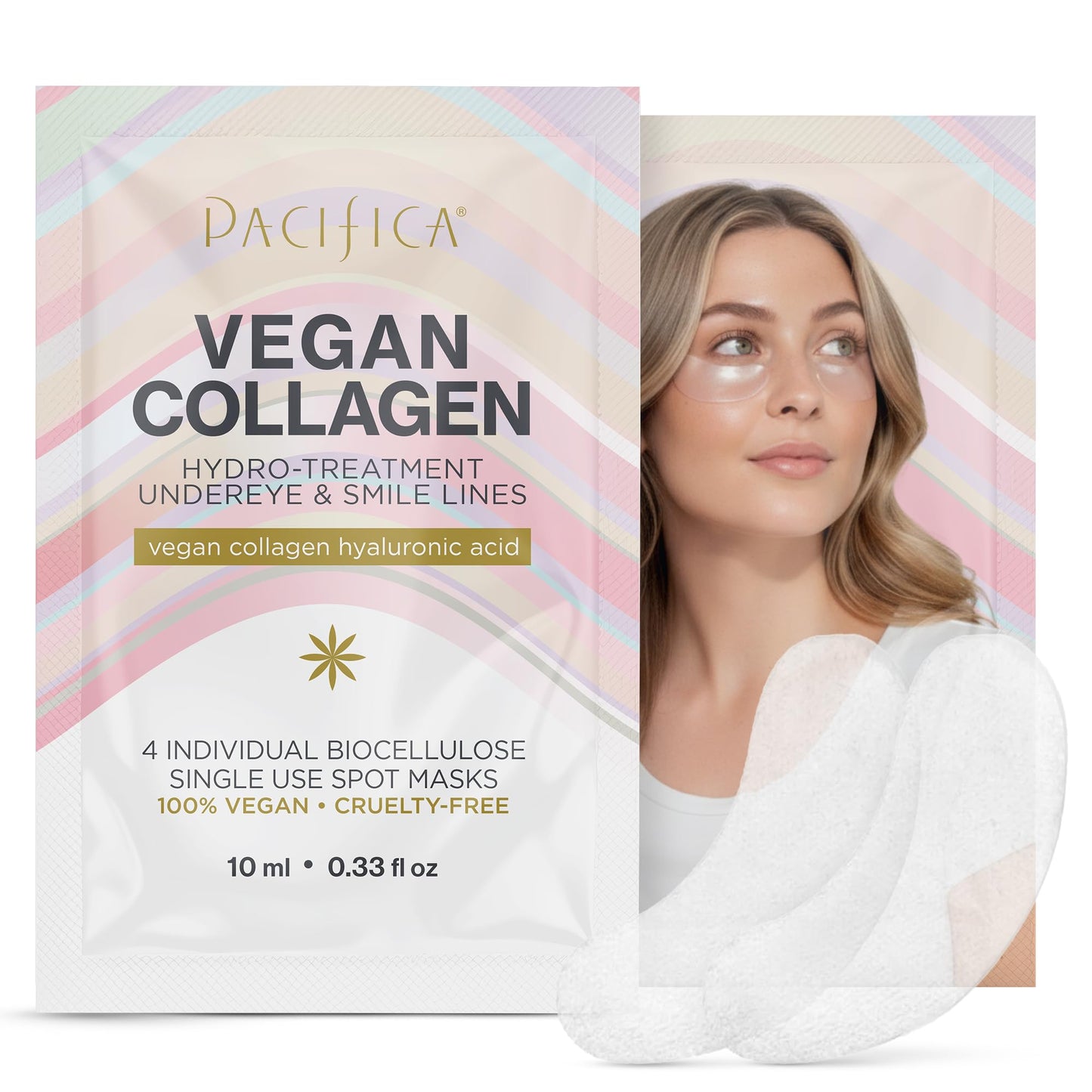 Pacifica Vegan Collagen Undereye & Smile Line Patches - Hydrating Hydro-Treatment Mask for Fine Lines & Wrinkles, Plumping Under Eye & Laugh Line Gel Beauty & Personal Care Pacifica