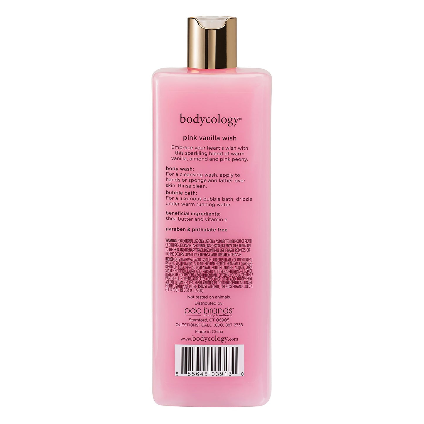 2 in 1 Body Wash and Bubble Bath - Pink Vanilla Wish by Bodycology for Women - 16 oz Body Wash Beauty & Personal Care Bodycology