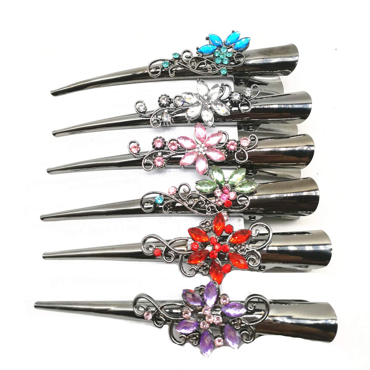 Set of 6 Metal Alligator Sectioning Clips for Women and girl- Pretty Strong Clamp Hairpins Non-Slip Hair Grips Beauty & Personal Care CONOFA