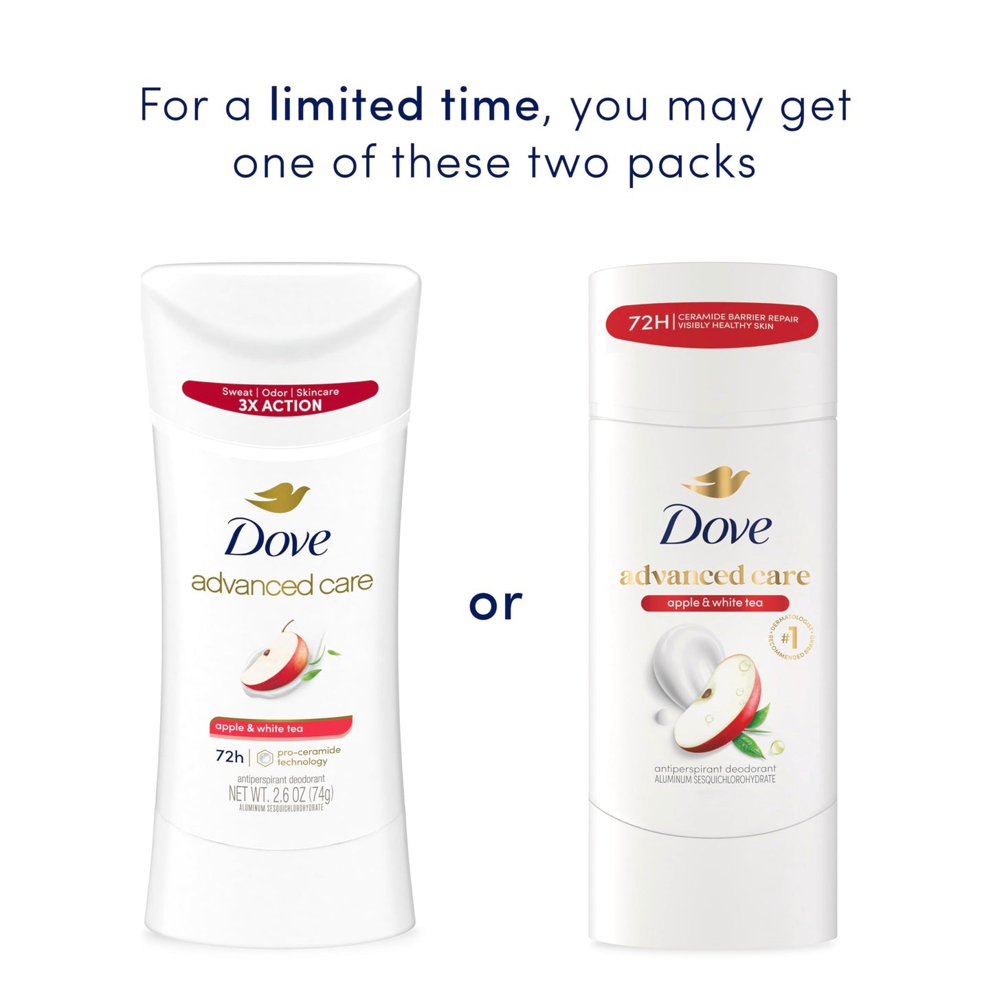 Dove Advanced Care Antiperspirant Deodorant Stick Apple & White Tea to Help Repair Skin Barrier After Shaving, with 72-hour Sweat & Odor Protection Beauty and Personal Care Dove