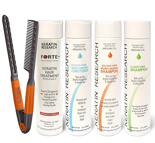 KERATIN FORTE Extra Strength Brazilian Keratin Hair Treatment Professional 300ml Set Including Moisturizing Shampoo, Moisturizing Conditioner Beauty & Personal Care KERATIN RESEARCH