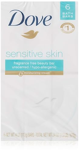 Dove Sensitive Skin Unscented Hypo-Allergenic Beauty Bar 4 oz, 2 ea (Pack of 24) Beauty & Personal Care Dove