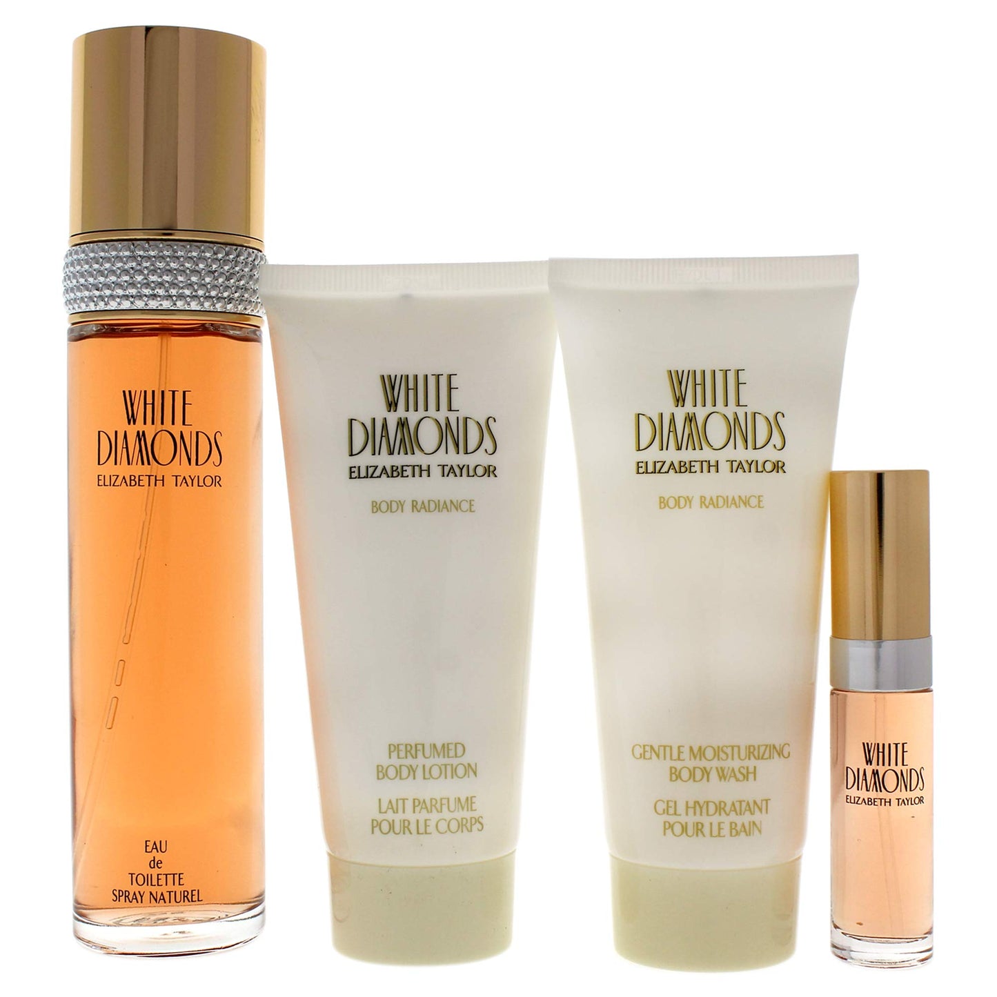 White Diamonds by Elizabeth Taylor for Women - 4 Pc Gift Set 3.3oz EDT Spray, 3.3oz Gentle Moisturizing Body Wash, Perfumed Body Lotion, 10ml EDT Beauty & Personal Care Elizabeth Taylor