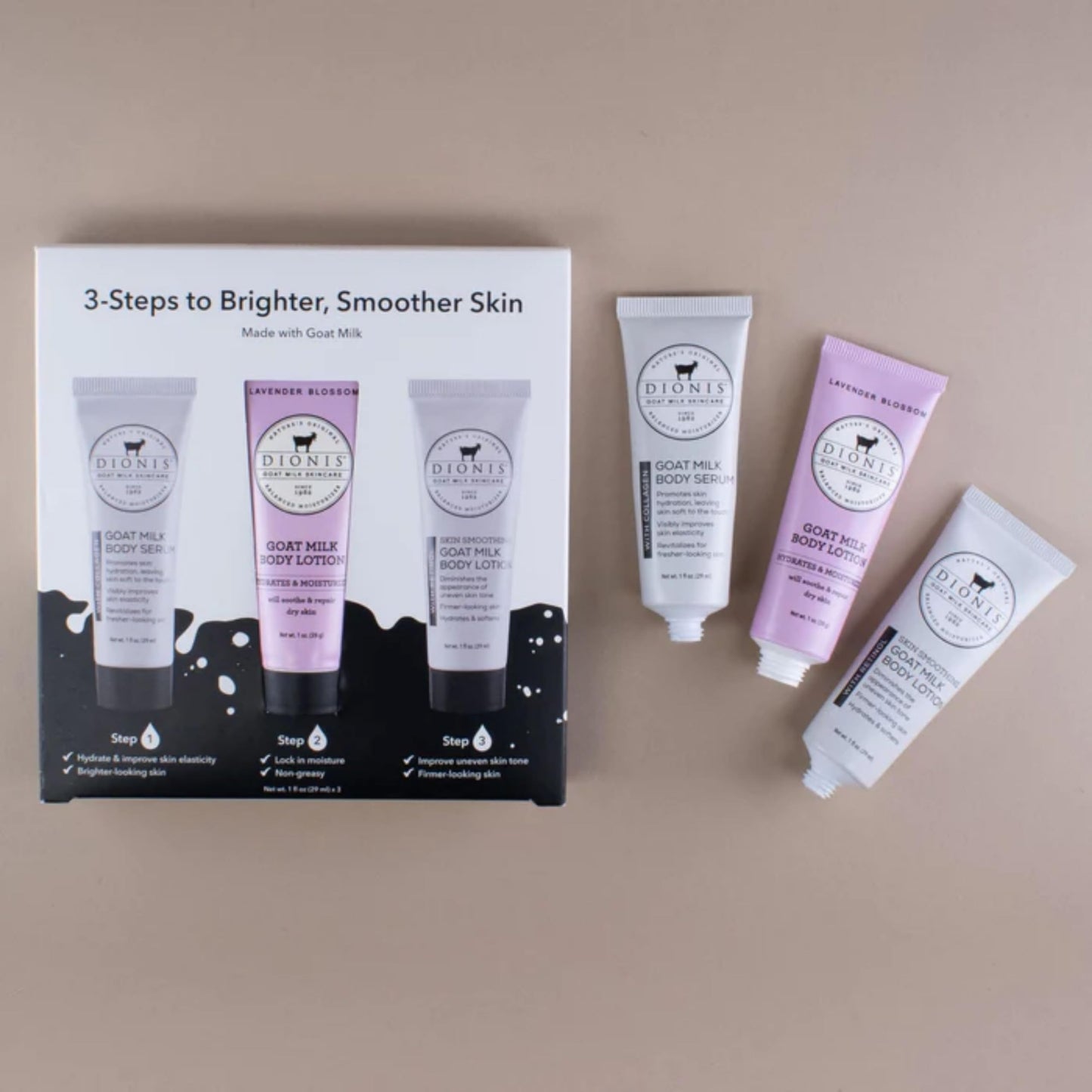 Dionis Goat Milk Lavender Blossom Lotion, Body Lotion with Retinol, and Body Serum with Collagen Hydration Kit Beauty & Personal Care Dionis