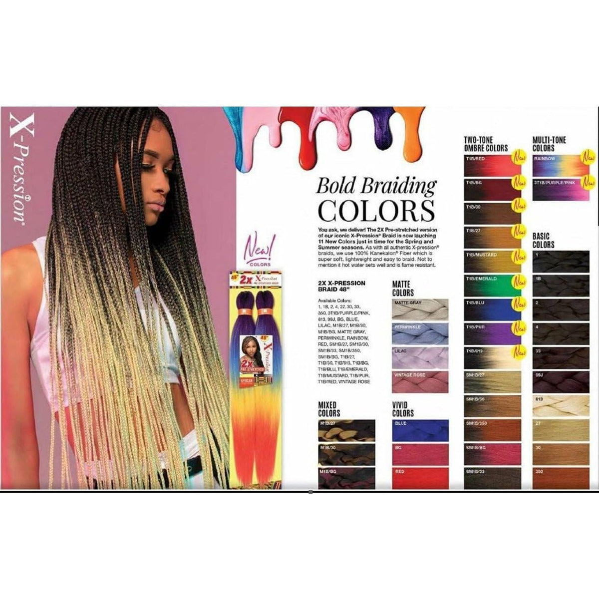 Sensationnel X-Pression Prestretched Braids-2X 48in,1pk 350 COPPERRED