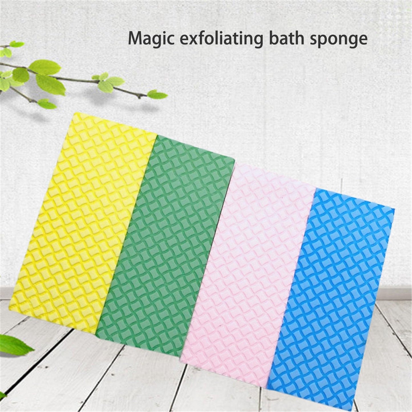 KHAOL 4 Pcs Square Shape Magic Exfoliating Body Scrubber for Shower, Exfoliating Bath Sponge for Gentle Cleansing, Reusable Skin-Friendly Back Rubbing Beauty and Personal Care KHAOL