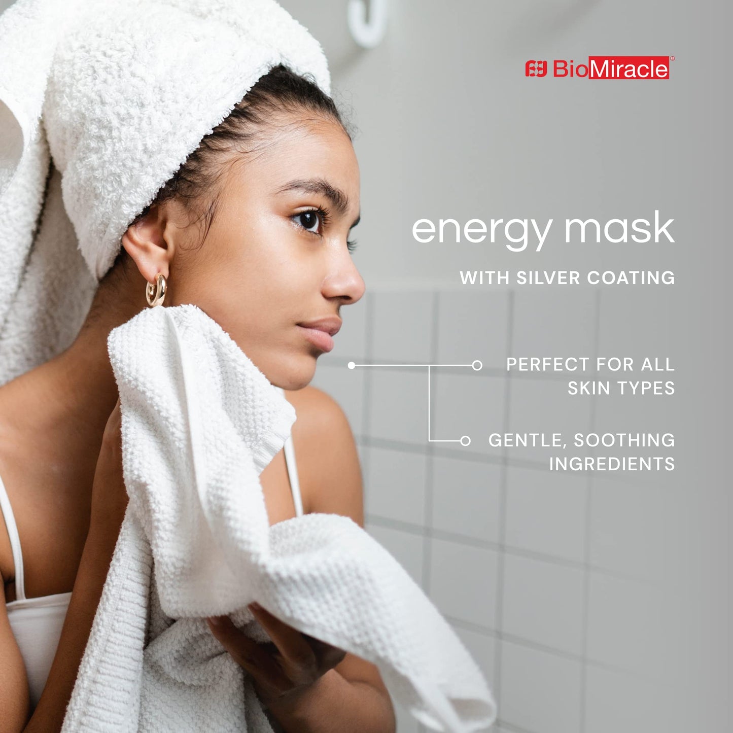 BioMiracle Silver Energy Mask with Sodium Hyaluronate, Ginkgo Biloba, Salicylic Acid for blemish-prone skin to purify, detoxify, revitalize skin Beauty & Personal Care BioMiracle