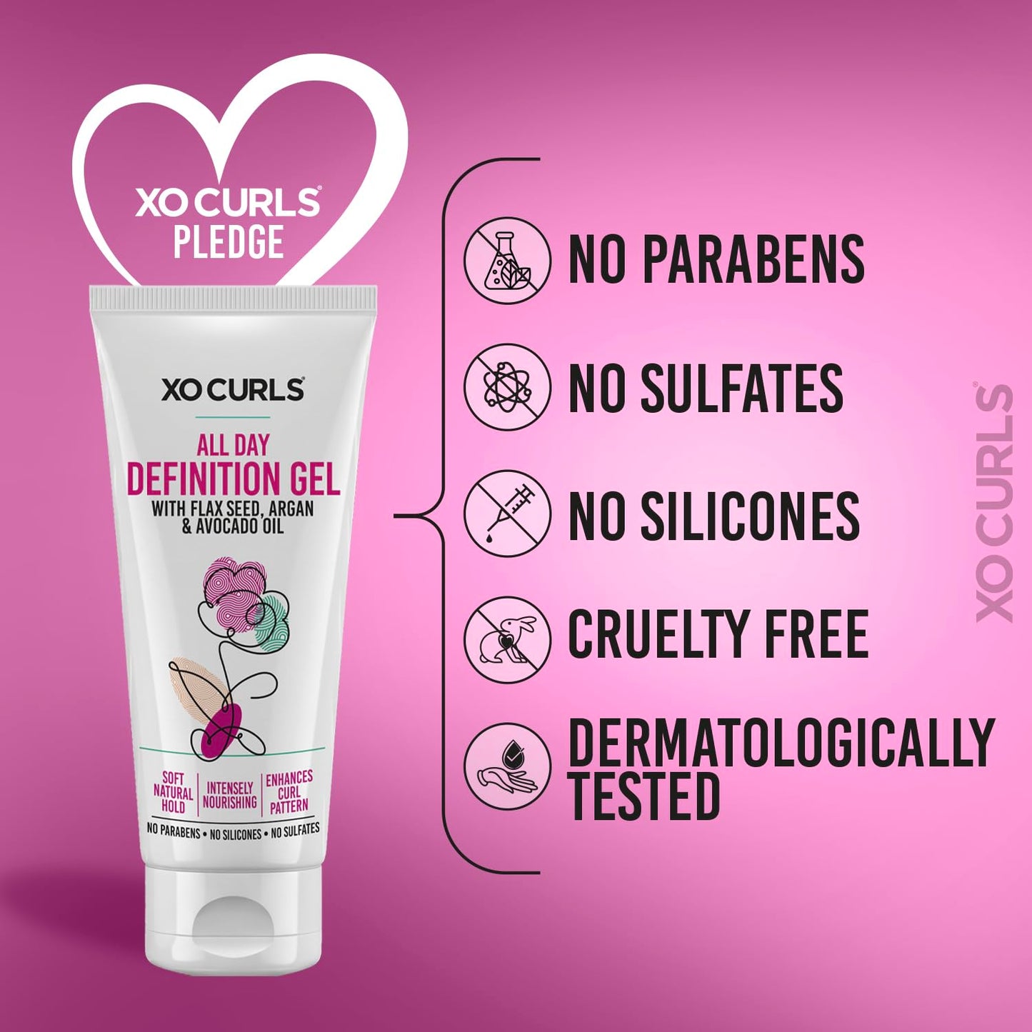 XO Curls All Day Definition Gel with Flax Seed and Argan Oil 3.4 Fl Oz | Unisex Curly Cream Hair Therapy for Frizz-Free, Soft Natural Curls Beauty & Personal Care XO Curls