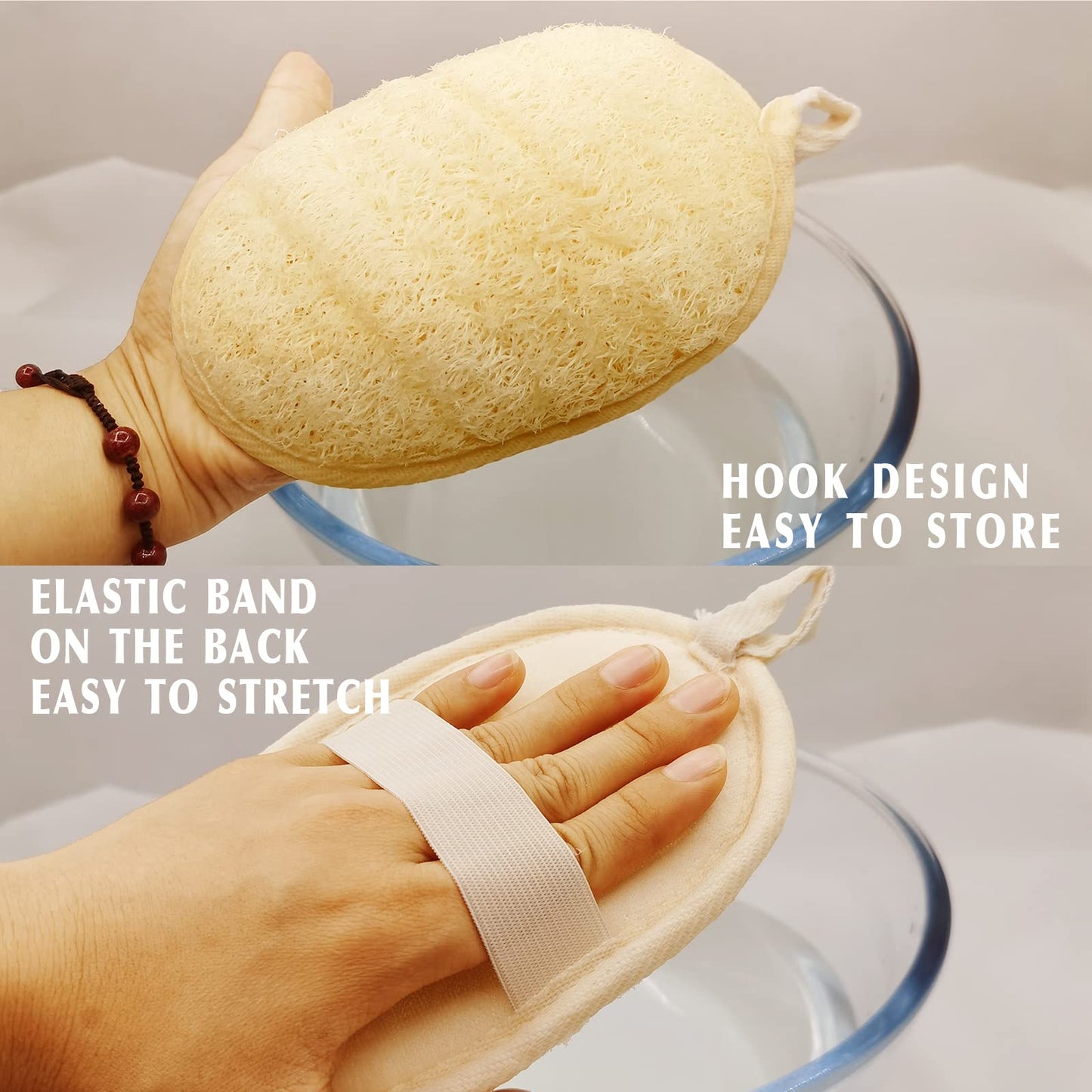 Natural Loofah Sponge Exfoliating Body Scrubber (3 Pack),Made with Eco-Friendly and Biodegradable Shower Luffa Sponge, Loofah for Women and Men, Beige Beauty & Personal Care YIQINGJIE