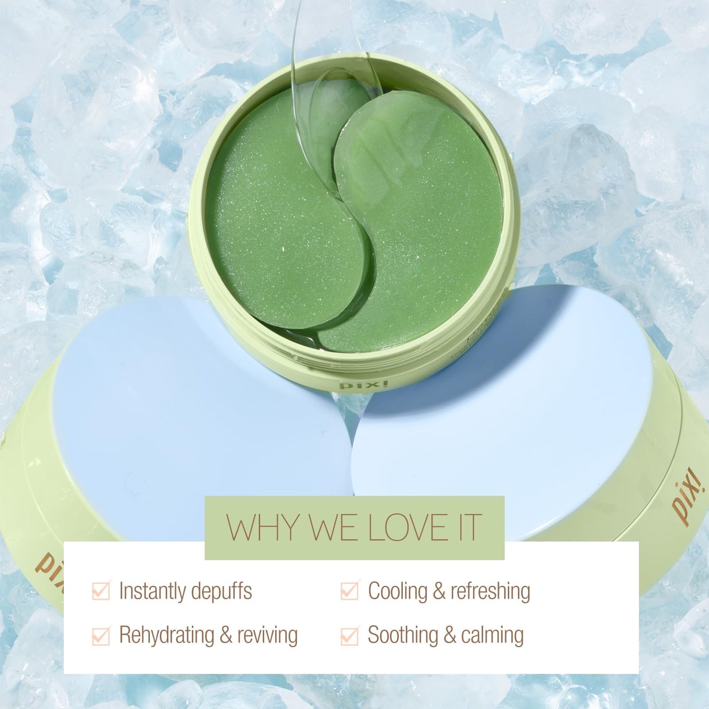 Pixi DetoxifEYE Depuffing Hydrogel Eye Patches with Cucumber, Hyaluronic Acid & Caffeine for Puffy Eyes and Dark Circles | Treats Tired Eyes Beauty & Personal Care Pixi
