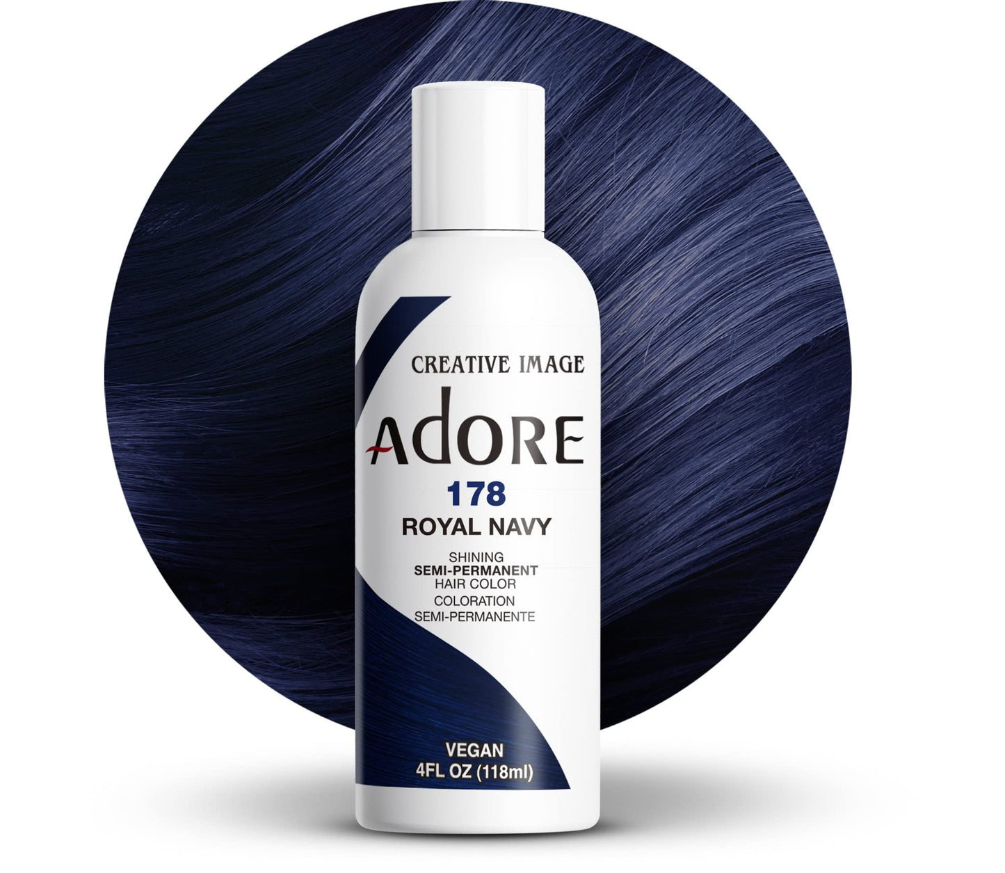 Adore Semi Permanent Hair Color (178 Royal Navy) | Vegan & Cruelty-Free Blue Hair Dye | No Ammonia, No Peroxide, No Alcohol | 4 Fl Oz Beauty & Personal Care Adore
