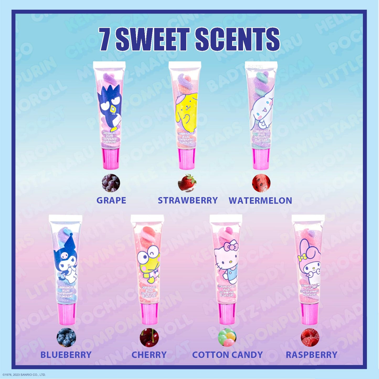 Townley Girl Hello Kitty and Friends 7 Piece Swirl Lip Gloss, Girls Kids Party Favors, Lip Set for Girls, Perfect for Birthday Gifts, Plant Based, Beauty & Personal Care Townley Girl