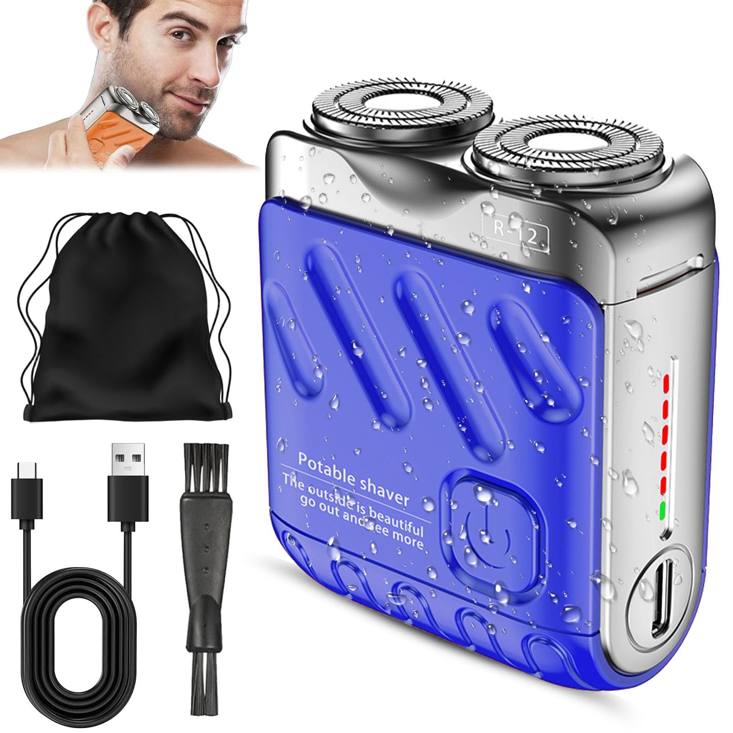 Small Steel Cannon Suspended Magnetic Blade, Portable Rotary Dual Ring Electric Shaver, Fully Waterproof, USB Rechargeable, One-Button Long Lasting Beauty and Personal Care tarcegta