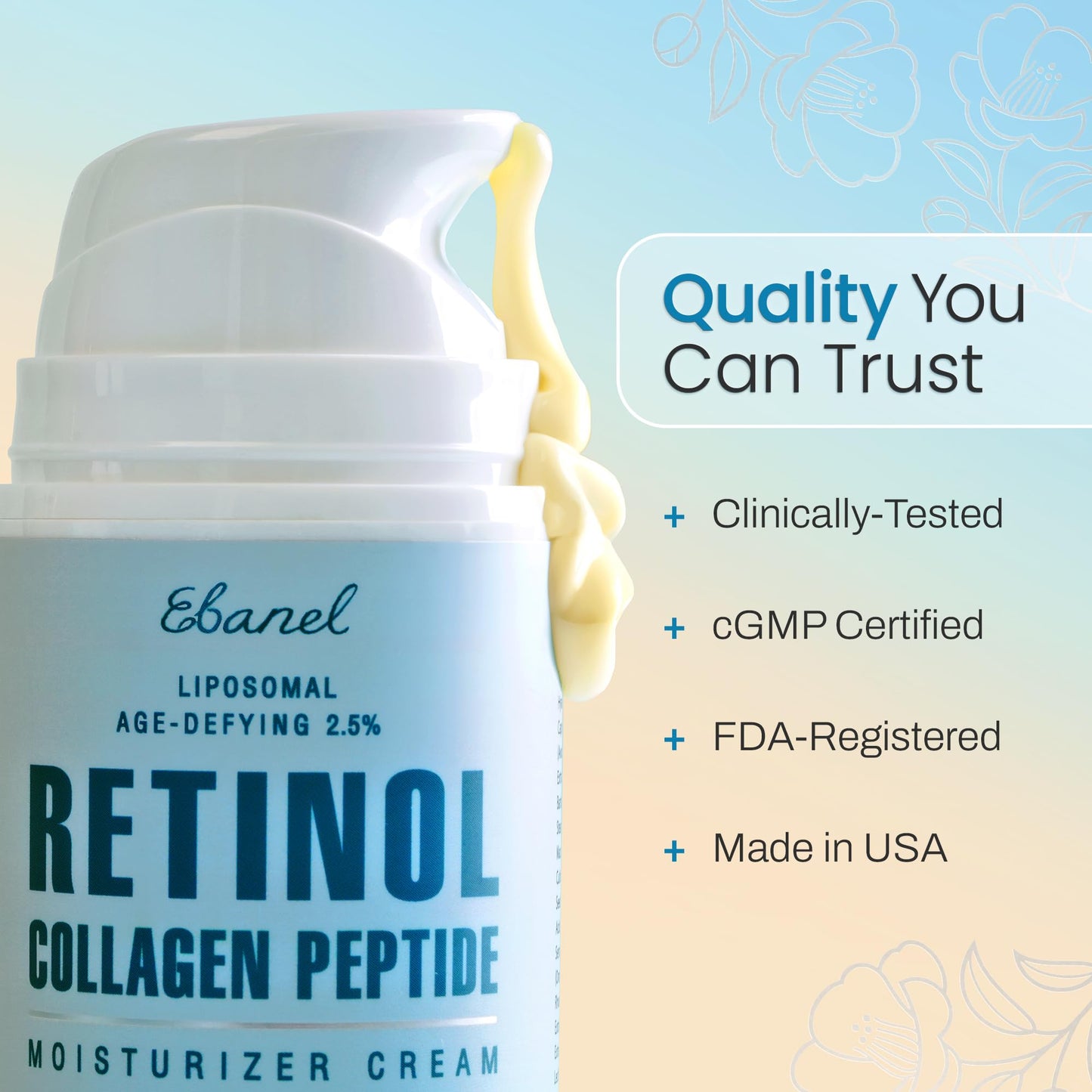 Ebanel Retinol Cream for Face 3.5 oz, Moisturizer with Collagen, Peptides, Ceramides, Hyaluronic Acid, Vitamin C & B5, Firming Anti Aging Face Cream Beauty & Personal Care Ebanel