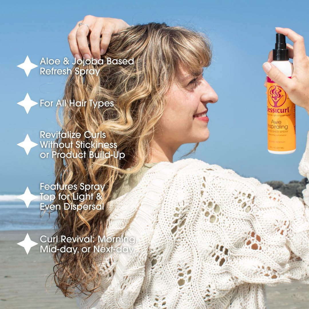 Jessicurl, Awe Inspiraling Spray, Citrus Lavender, 8 Fl oz. Moisturizing Midday Curl Refresher Spray for Curly Hair, Curl Defining