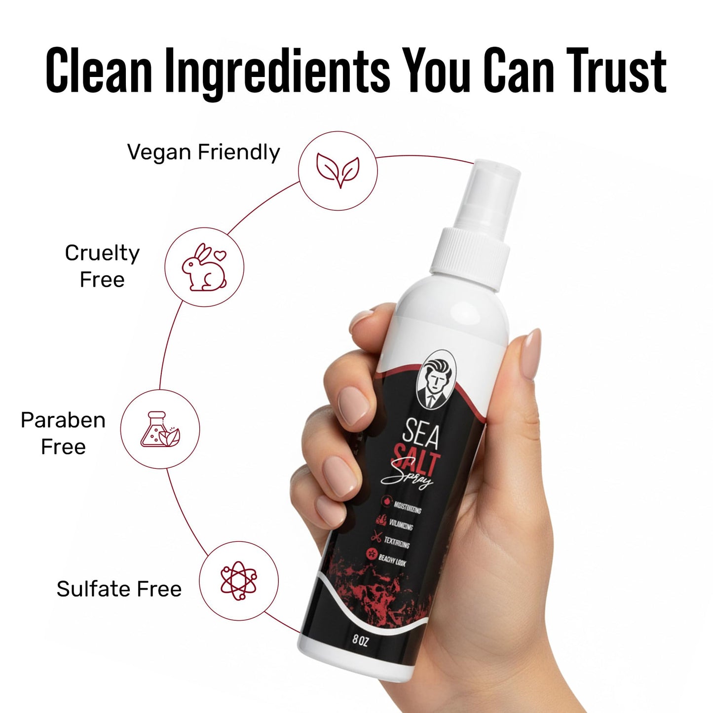 Hair Hustle Natural Sea Salt Spray for Hair - Texturizing & Volumizing Spray for Men and Women - Matte Finish, Beachy Waves, Lightweight Hold - Ocean Beauty & Personal Care Hair Hustle