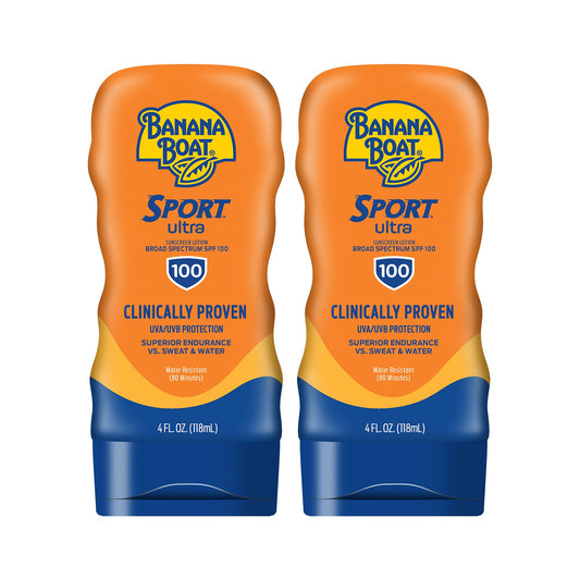 Banana Boat Sport Ultra SPF 100 Sunscreen Lotion, 4oz | Banana Boat Sunscreen Lotion SPF 100, 4oz each Twin Pack Beauty & Personal Care Banana Boat