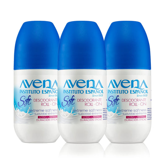 Avena Instituto Espanol Oatmeal Deodorant Roll-On Soft, Extreme Softness, Long-Lasting, Non-Alcohol, 3-Pack of 2.5 Fl Oz Each Beauty and Personal Care Avena Instituto Espanol