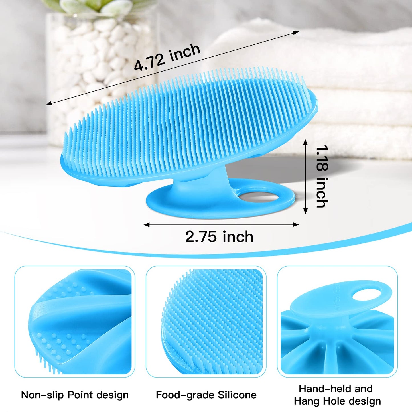 INNERNEED Food-Grade Soft Silicone Body Cleansing Brush Shower Scrubber, Gentle Exfoliating and Massage for All Kinds of Skin (Blue) Beauty & Personal Care INNERNEED