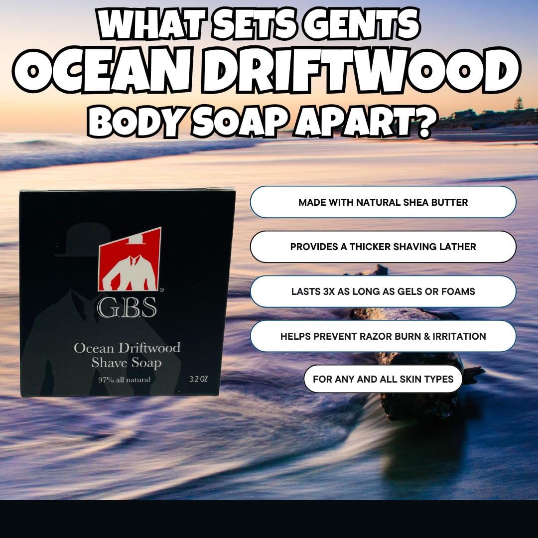 GENTS 97% All Natural Shave Soap Set for Men, Ocean Driftwood Limited Edition Shaving Soap Beauty and Personal Care G.B.S
