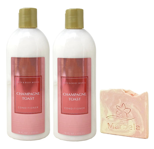 Bath & Body Works Champagne Toast 2 Pack Moisturizing Conditioner Bundle with a Himalayan Salts Springs Sample Soap Beauty & Personal Care Bath & Body Works