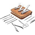 FAMILIFE Manicure Set, Nail Professional Kit Manicure Kits Nail Clipper Sets, 13PCS Stainless Steel Pedicure Sets Mens Grooming Tool, with Brown Beauty & Personal Care FAMILIFE
