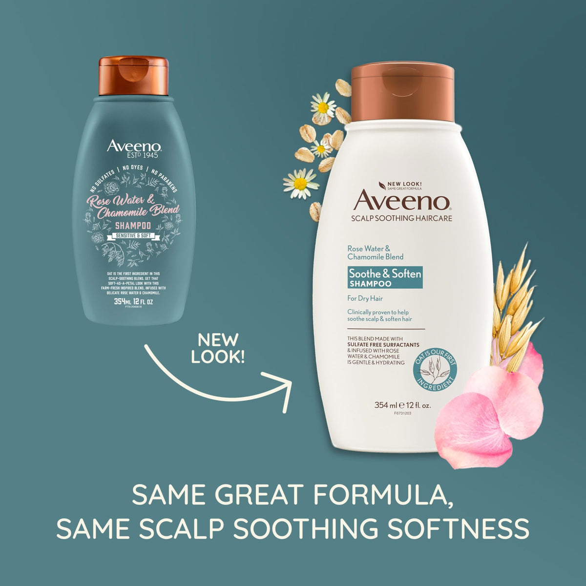 Aveeno Rose Water & Chamomile Shampoo for Dry Hair, Hydrating, 12 fl oz(Packaging May Vary) Beauty & Personal Care Aveeno