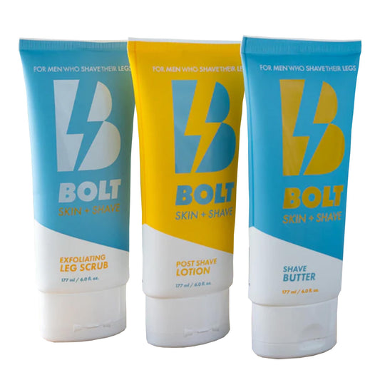 Stay Smooth Bundle for Men - Shaving Care Kit with Exfoliating Leg Scrub, Shave Butter and Post-Shave Lotion - 6 Fl Oz Each Beauty and Personal Care BOLT SKIN + SHAVE