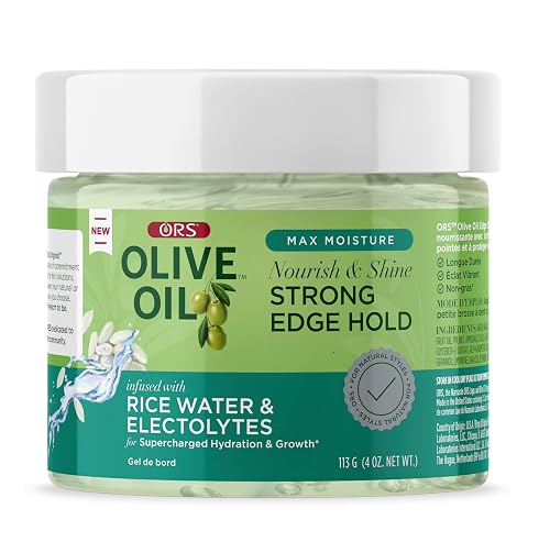 Olive Oil Max Moisture Nourish & Shine Strong Hold Edge Gel with Rice Water & Electrolytes 4 Oz Beauty & Personal Care Olive Oil