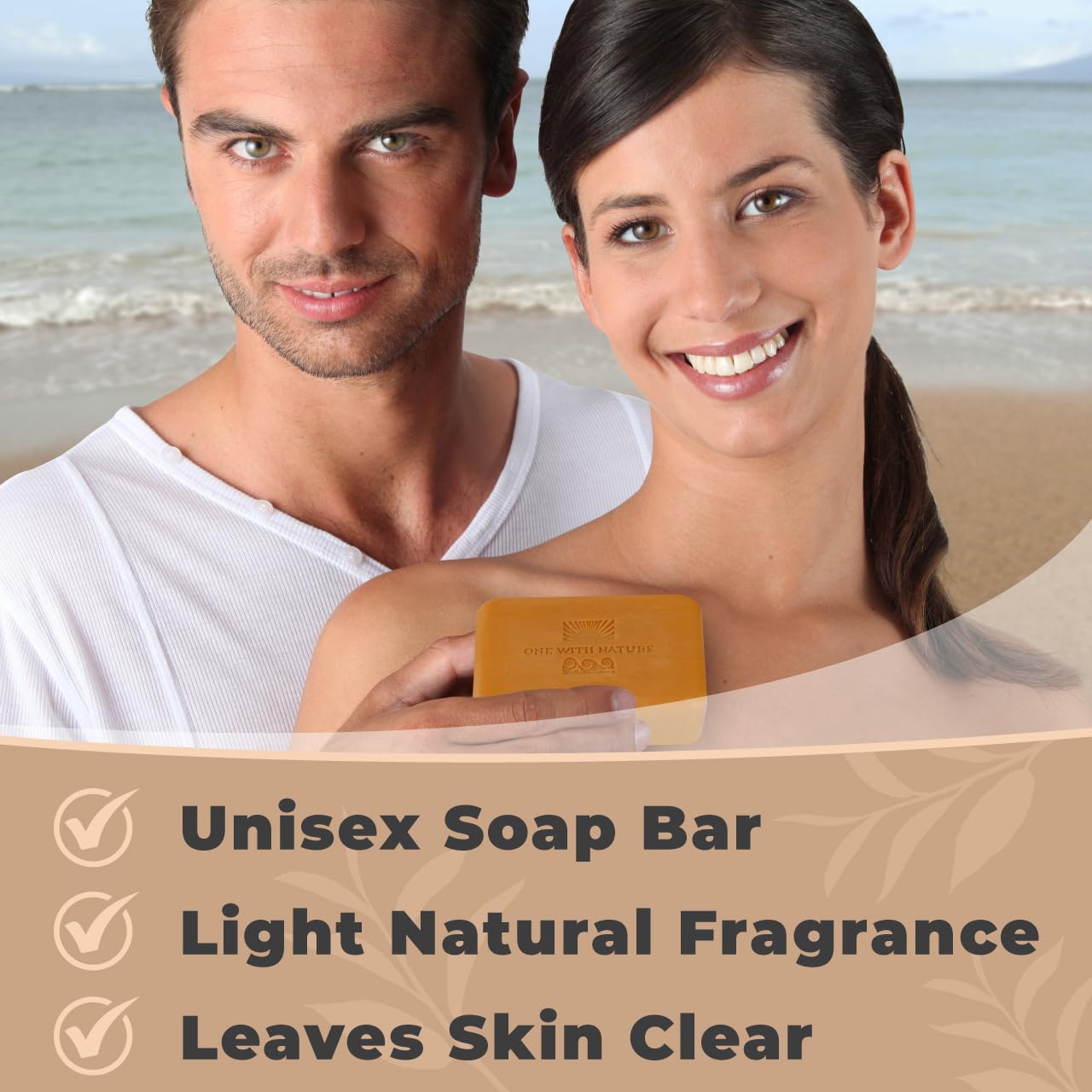 One With Nature Dead Sea Salt Turmeric Soap 7oz 3-Pack - Purifying and Exfoliating Soap Bar with Dead Sea Minerals and Honey for Face & Body, for Men Beauty & Personal Care One With Nature