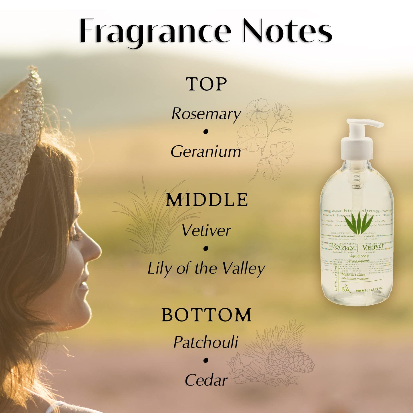 Provence Sante Natural Liquid Soap - Moisturizing Almond Oil Hand Soap with Aromatic Vetiver Scent - Elegant Pump Dispenser for Kitchen & Bath (16.9 Beauty & Personal Care Provence Sante