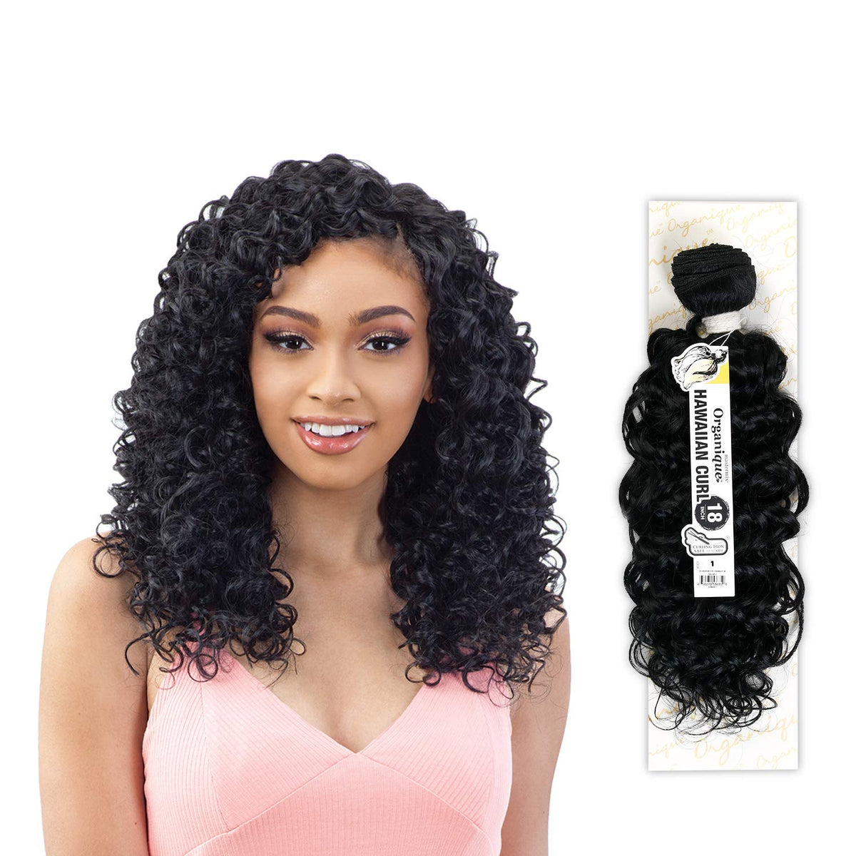 Organique Mastermix Weave - HAWAIIAN CURL 18 (1 Jet Black)