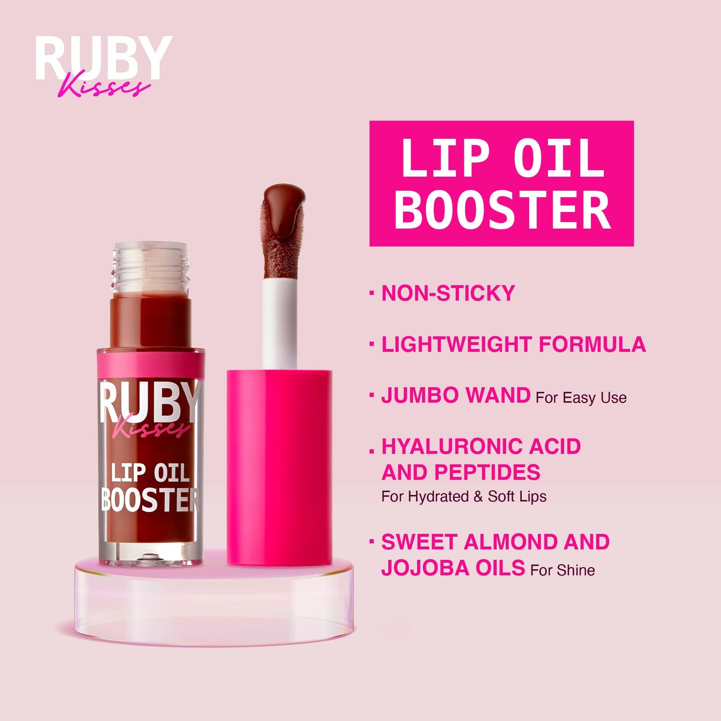 Ruby Kisses Lip Oil Booster, Hydrating Lip Gloss with Nourishing Natural Oil Blend, Jumbo Wand for Easy Application, Non-Sticky Formula (Chocolate) Beauty & Personal Care Ruby Kisses