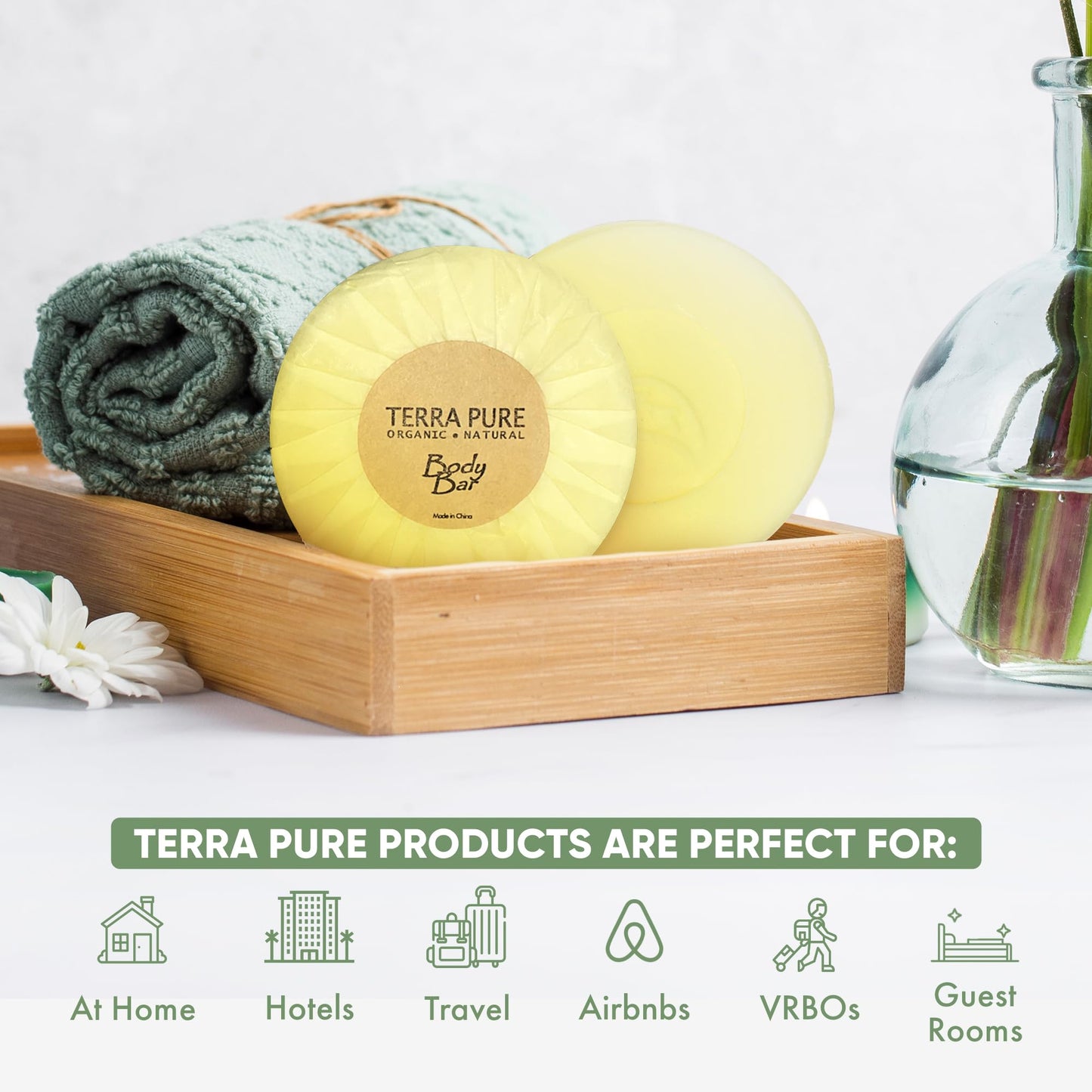 Terra Pure Bar Soap, Travel Size Hotel Amenities, 1.25 oz (Pack of 10) Beauty & Personal Care Terra Pure