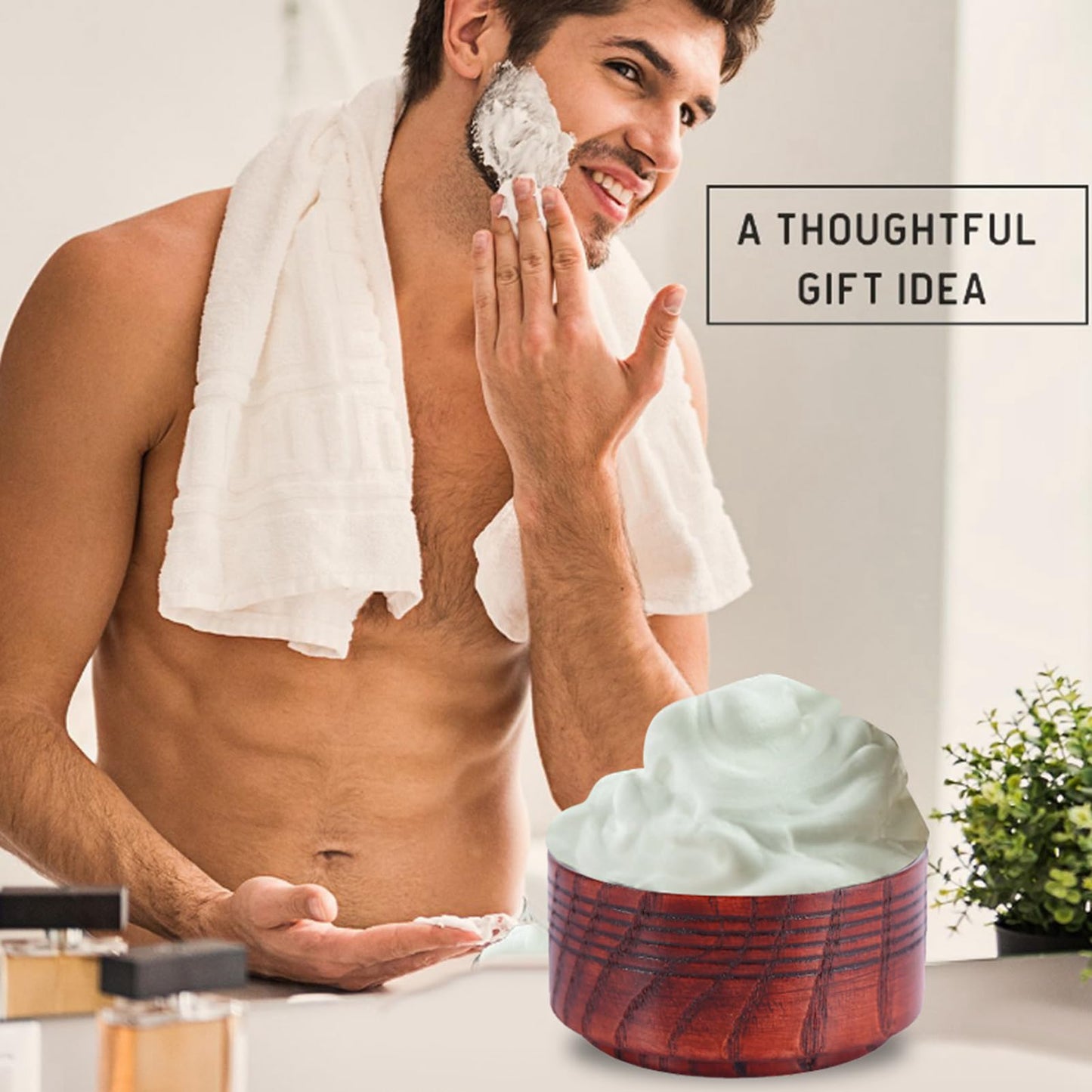 Saluaqui Wood Shaving Soap Bowl Cup Mug Tool, Man Shaver Cleansing Foam Round Lightweight Firm Environmental, Delicate Appearance, Good Mood When Beauty and Personal Care Saluaqui