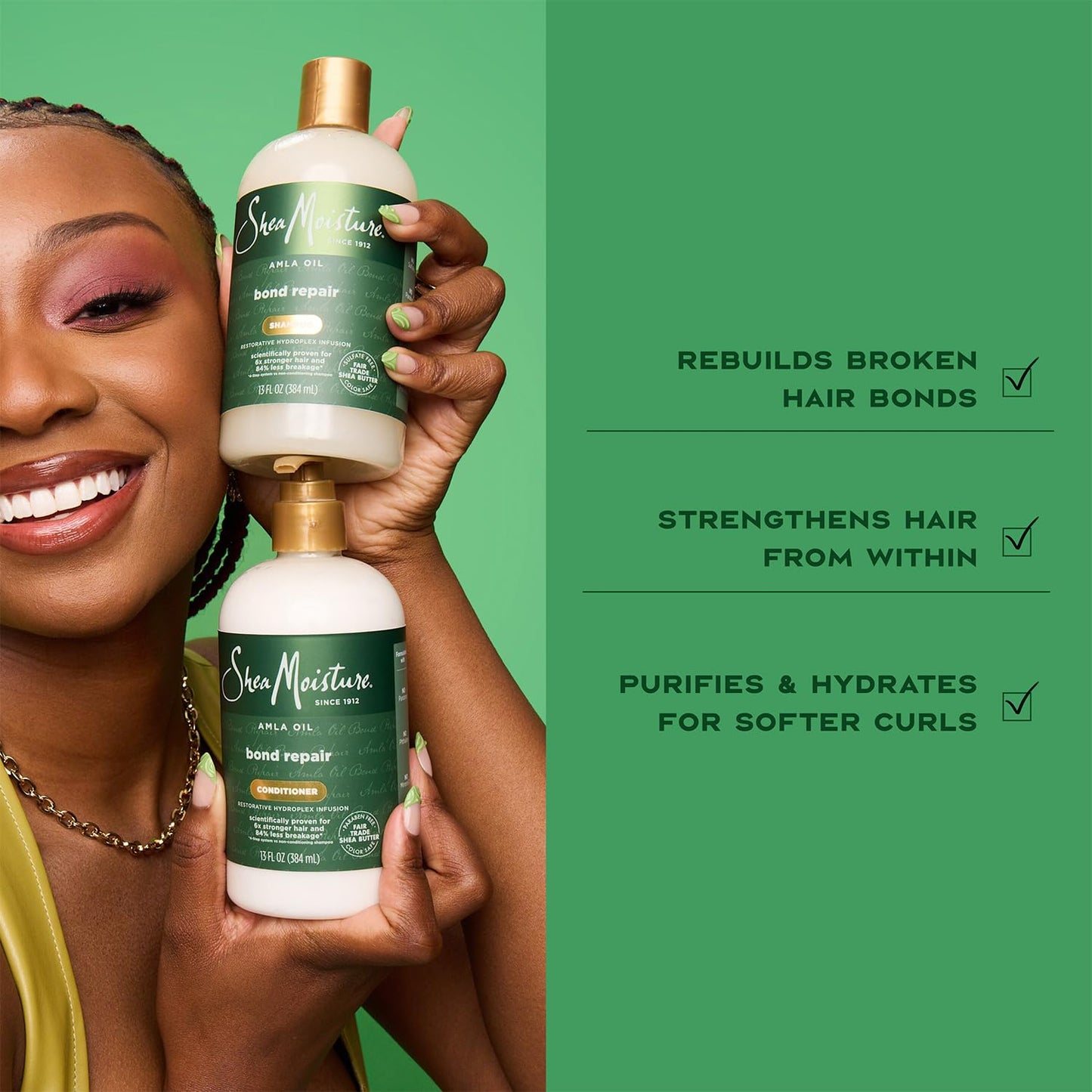 SheaMoisture Bond Repair Shampoo & Conditioner Set with Hair Strengthening Amla Oil + Prep Cream, Silk Press Hair Products for Frizz Control, Heat Beauty & Personal Care Shea Moisture