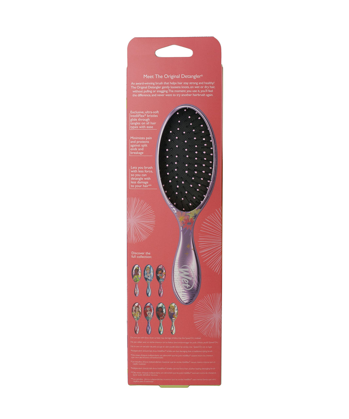 Wet Brush Disney Original Detangler Brush Princess Wholehearted - Tiana, Light Purple - All Hair Types - Ultra-Soft IntelliFlex Bristles Glide Through