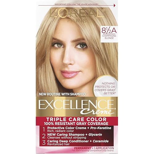 L'Oreal Paris Excellence Créme Permanent Hair Color, Champagne Blonde [8.5A] 1 ea ( Packs of 3) Beauty & Personal Care L'Oreal Paris