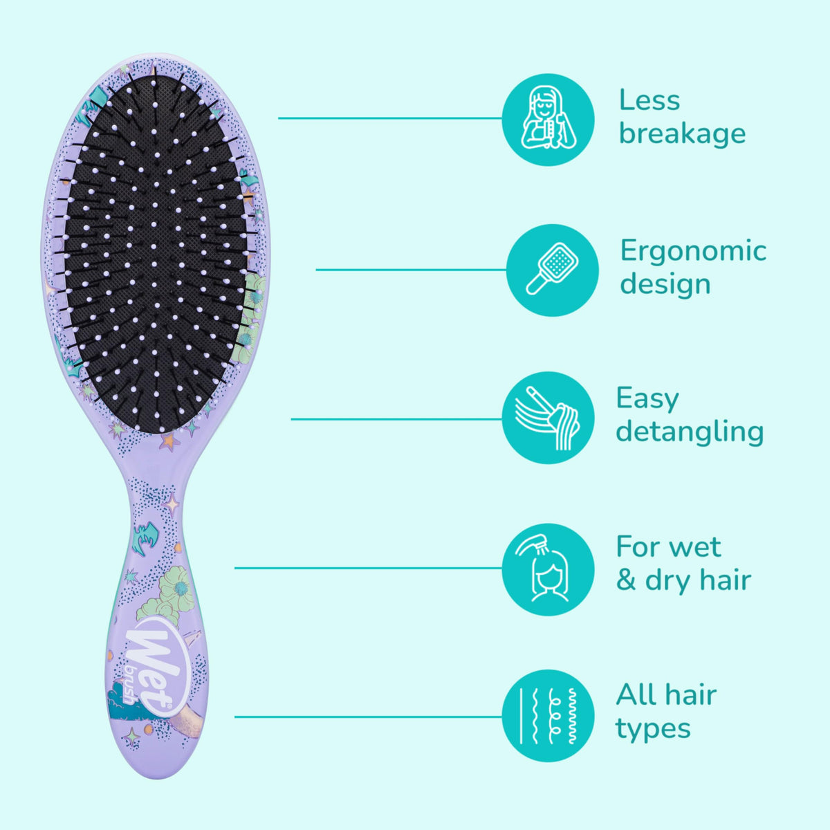 Wet Brush Detangle & Style Duo Kit, Sally (Nightmare Before Christmas) - Ultra-Soft IntelliFlex Bristles - Detangling Brush Glides Through Tangles For