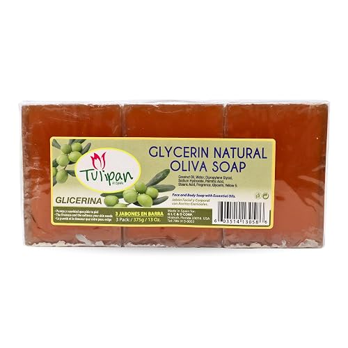 Tulipan de España Glycerin and Olive Soap (Pack of 3) Face & Body Soap with Essential Oils Beauty & Personal Care Tulipan de Espana
