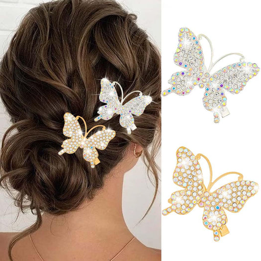 BARTOSI Butterfly Hair Clips Sparkly Rhinestone Hair Barrettes Butterflies Hair Accessories for Women and Girls (Pack of 2) Beauty & Personal Care BARTOSI