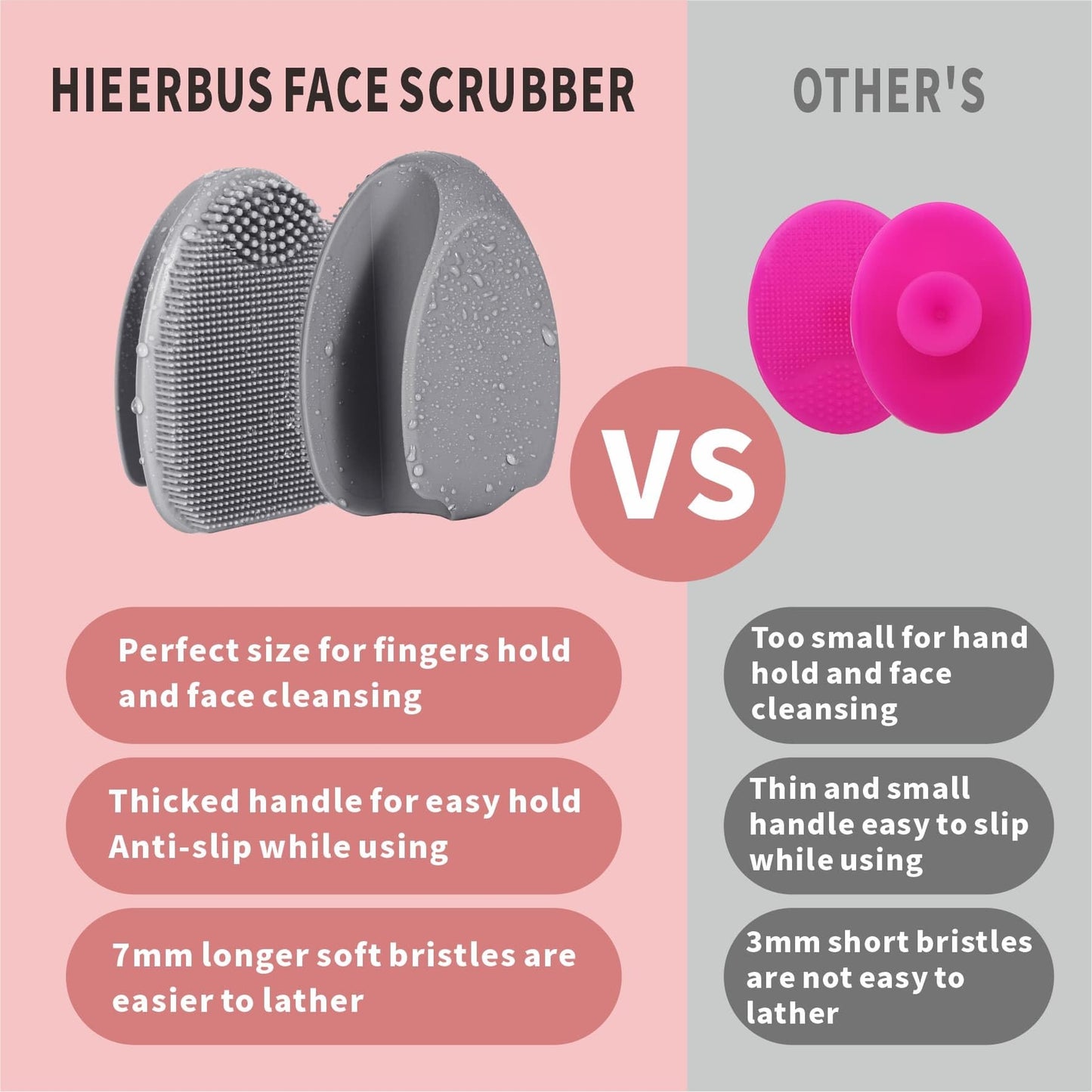 HIEERBUS Silicone Face Scrubber,2 Pack Face Scrubber for Women Men, Manual Face Exfoliator Brushes Scrubber,Facial Cleansing Brush for Exfoliating Beauty & Personal Care HIEERBUS